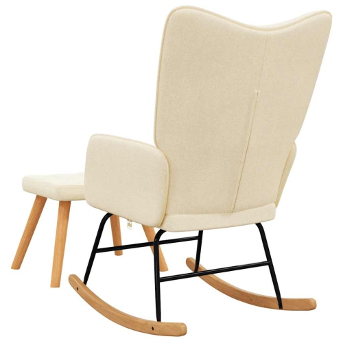 vidaXL Rocking Chair with a Stool Cream Fabric