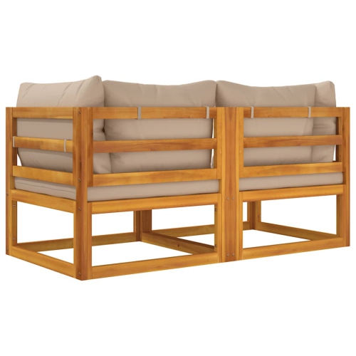 vidaXL Sectional Corner Sofas 2 pcs with Taupe Cushions Solid Wood Acacia