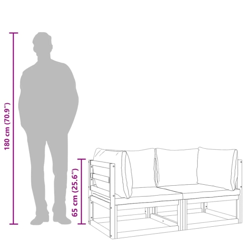 vidaXL Sectional Corner Sofas 2 pcs with Taupe Cushions Solid Wood Acacia