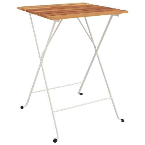 VIDAXL  Folding Bistro Table 55X54X71 Cm Solid Wood Acacia And Steel