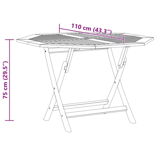 vidaXL Folding Garden Table 110x110x75 cm Solid Wood Teak