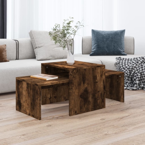vidaXL Coffee Table Set Smoked Oak 100x48x40 cm Engineered Wood