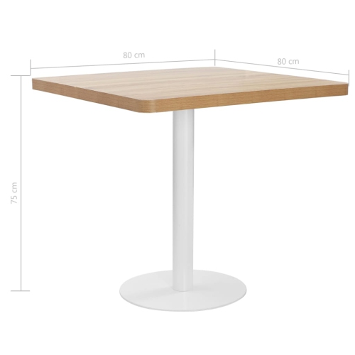 vidaXL Bistro Table Light Brown 80X80 cm MDF
