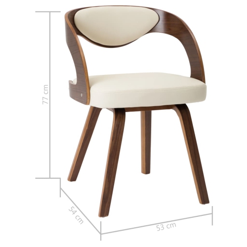 vidaXL Dining Chairs 2 pcs Cream Bent Wood and Faux Leather