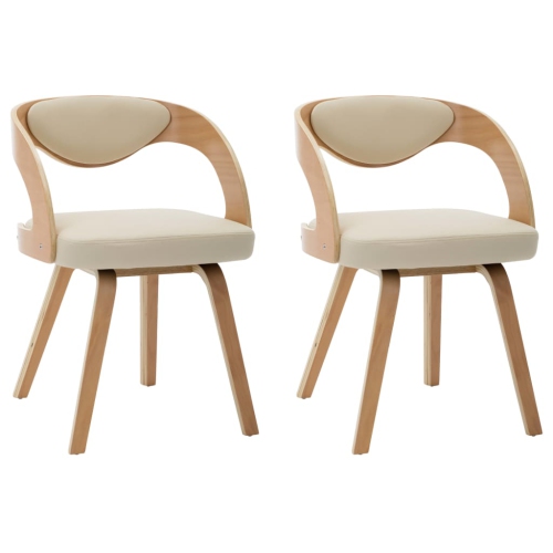 VIDAXL  Dining Chairs 2 PCs Cream Bent Wood And Faux Leather
