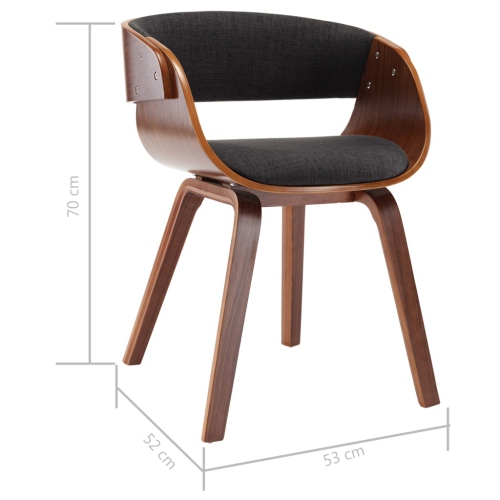 vidaXL Dining Chair Grey Bent Wood and Fabric