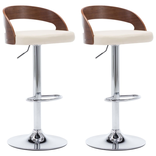 VIDAXL  Bar Stools 2 PCs Cream Faux Leather And Bentwood