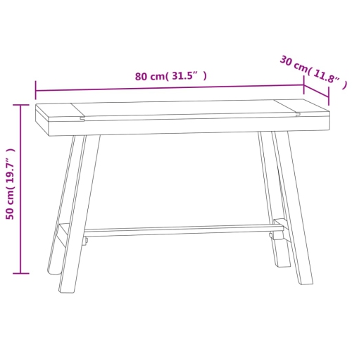 Banc en teck massif 80 cm de vidaXL
