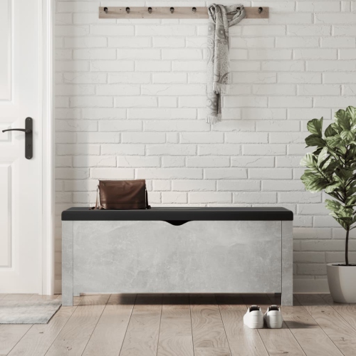 vidaXL Storage Box with Cushion Concrete Grey 105x40x45 cm