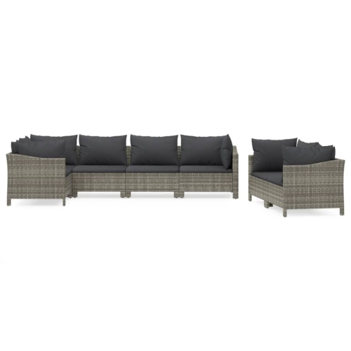 VIDAXL  7 Piece Garden Lounge Set With Cushions Poly Rattan In Grey