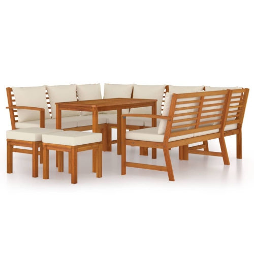 VIDAXL  9 Piece Garden Dining Set With Cushions Solid Wood Acacia