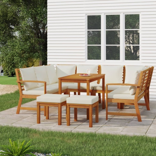 vidaXL 9 Piece Garden Dining Set with Cushions Solid Wood Acacia