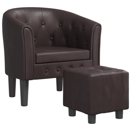 VIDAXL  Tub Chair With Footstool Brown Faux Leather