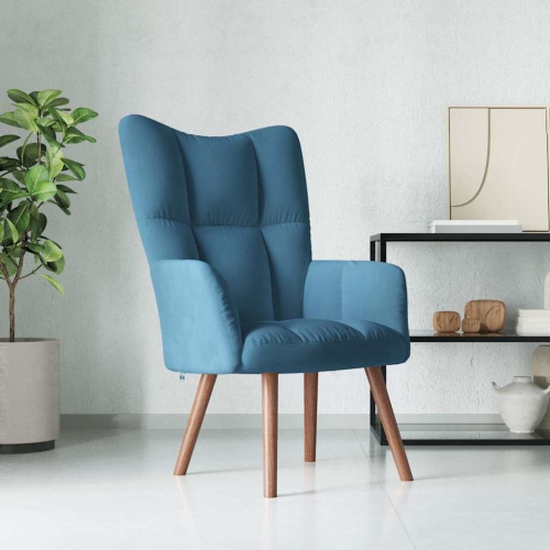 vidaXL Relaxing Chair Blue Velvet