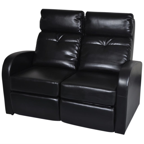 Sofa inclinable pour cinéma maison à 2 places en similicuir noir de vidaXL