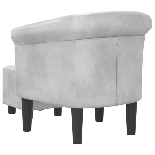 vidaXL Tub Chair with Footstool Silver Faux Leather