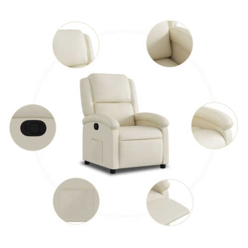 vidaXL Recliner Chair Cream Faux Leather