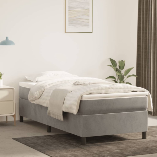vidaXL Box Spring Bed Frame Light Grey Twin XL Velvet