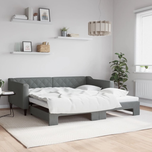 vidaXL Daybed with Trundle without Mattress Dark Grey 100x190 cm