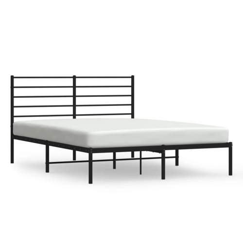 VIDAXL  Metal Bed Frame Without Mattress With Headboard Black 150X200Cm