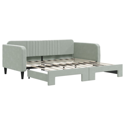 VIDAXL  Daybed With Trundle Without Mattress Light 100X190 Cm Velvet In Grey