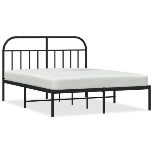 VIDAXL  Metal Bed Frame Without Mattress With Headboard Black 135X190Cm