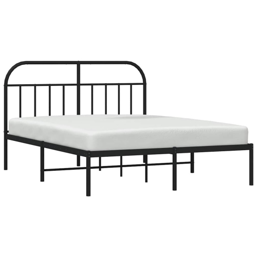 vidaXL 12" Black Full Size Metal Bed Frame with Headboard No Mattress