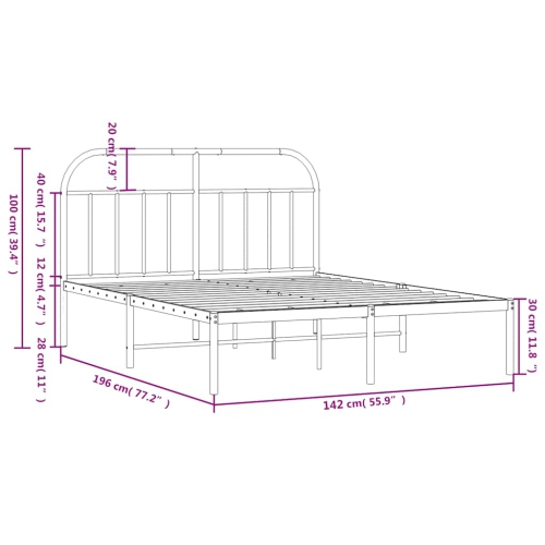 vidaXL 12" Black Full Size Metal Bed Frame with Headboard No Mattress