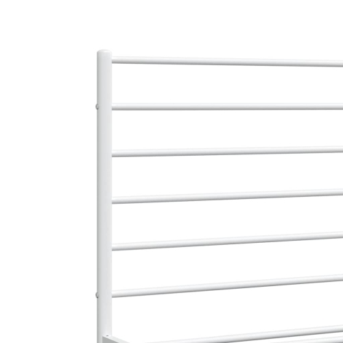 vidaXL White Full Metal Bed Frame with Headboard & Slats, No Mattress, Easy Assembly