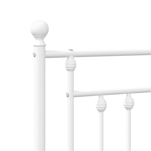 VidaXL – Cadre de lit double en métal blanc 12&nbsp;po avec tête et pied de lit, sans matelas