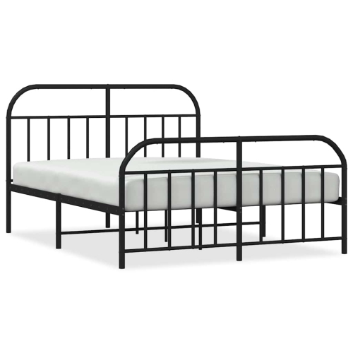 VIDAXL  12" Full Size Metal Bed Frame With Headboard & Footboard No Mattress In Black