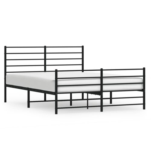 VIDAXL  Metal Bed Frame Without Mattress With Footboard Black 150X200Cm