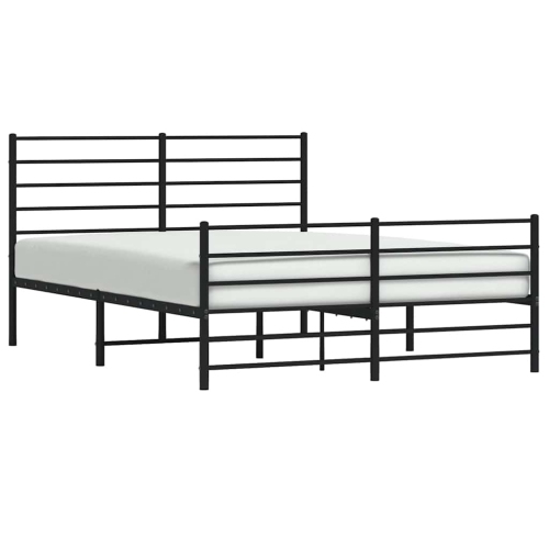 vidaXL Black Queen Metal Bed Frame with Headboard & Slats, No Mattress, Easy Assembly