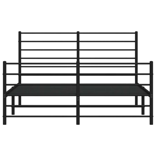 vidaXL Black Queen Metal Bed Frame with Headboard & Slats, No Mattress, Easy Assembly