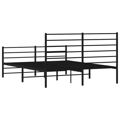vidaXL Black Queen Metal Bed Frame with Headboard & Slats, No Mattress, Easy Assembly