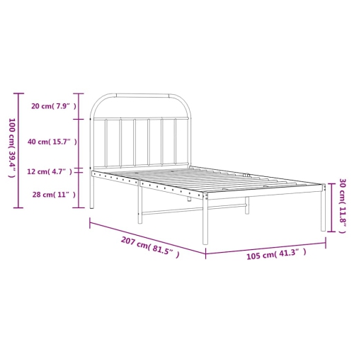 vidaXL 12" White Twin XL Metal Bed Frame with Headboard No Mattress