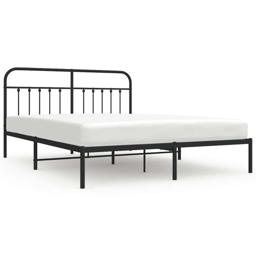 VIDAXL  California King Metal Bed Frame With Headboard & Slats, No Mattress, Easy Assembly In Black