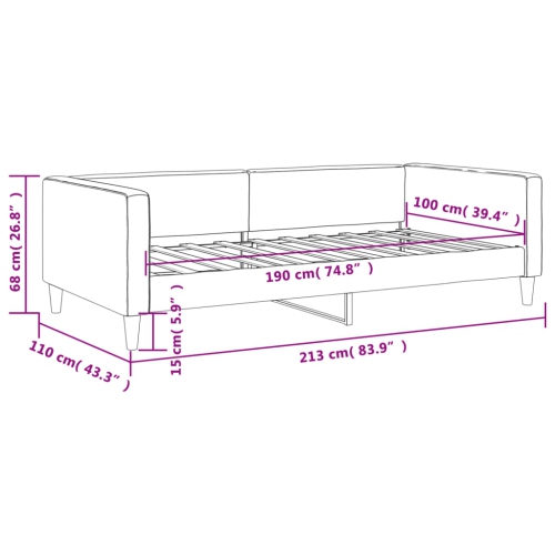 vidaXL Day Bed without Mattress Light Grey 100x190 cm Fabric