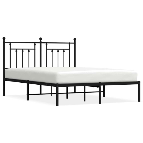 VIDAXL  12" Queen Metal Bed Frame With Headboard No Mattress In Black