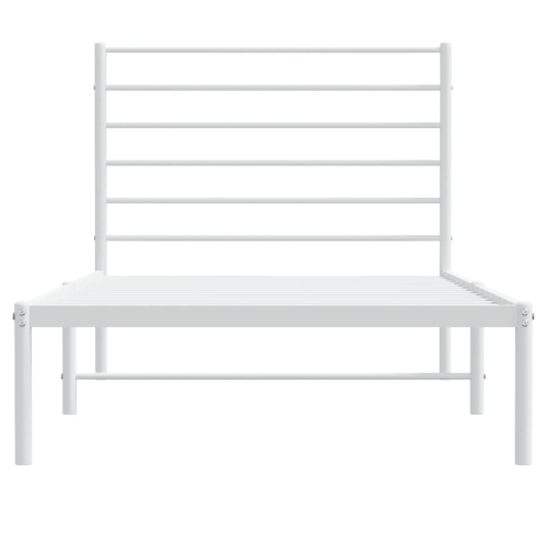vidaXL White Twin XL Metal Bed Frame with Headboard & Slats, No Mattress, Easy Assembly
