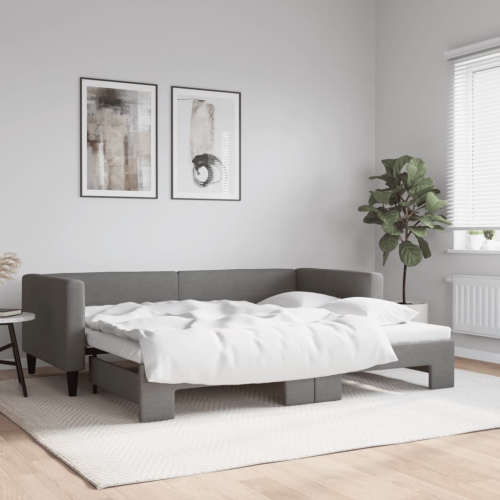 vidaXL Daybed with Trundle without Mattress Dark Grey 100x190 cm