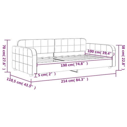 vidaXL Day Bed without Mattress Light Grey 100x190 cm Velvet