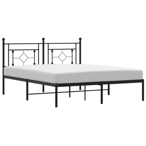 VIDAXL  Metal Bed Frame With Headboard 150X200 Cm King Size In Black