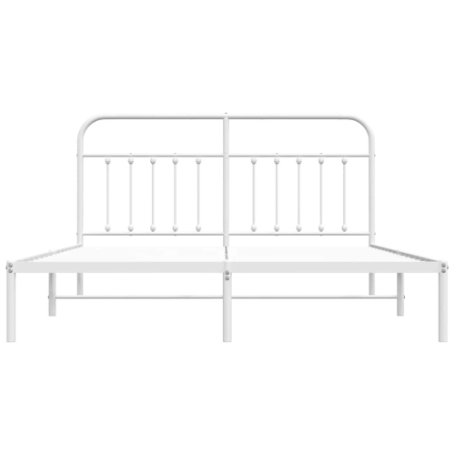 VidaXL – Cadre de très grand lit californien métal blanc avec tête de lit et lattes, sans matelas, assemblage facile