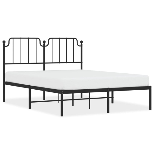 VIDAXL  Metal Bed Frame Without Mattress With Headboard Black 150X200Cm