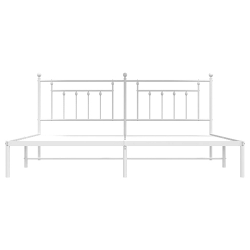 vidaXL 12" White King Size Metal Bed Frame with Headboard No Mattress