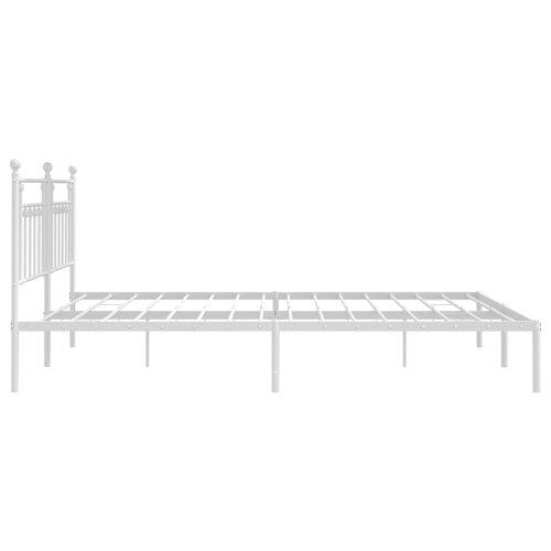 vidaXL 12" White King Size Metal Bed Frame with Headboard No Mattress