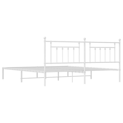vidaXL 12" White King Size Metal Bed Frame with Headboard No Mattress