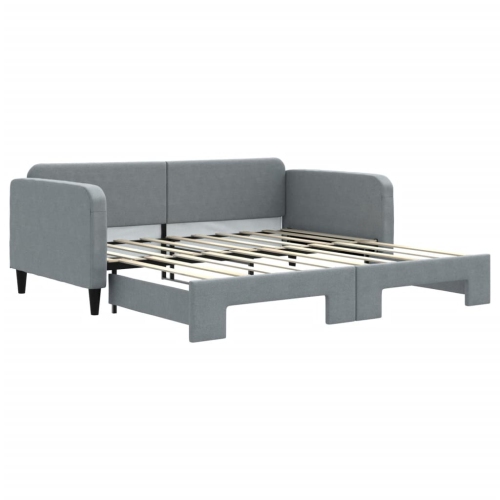 VIDAXL  Daybed With Trundle Light 100X190 Cm Fabric In Grey