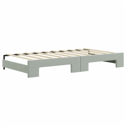 vidaXL Daybed with Trundle without Mattress Light Grey 100x190 cm